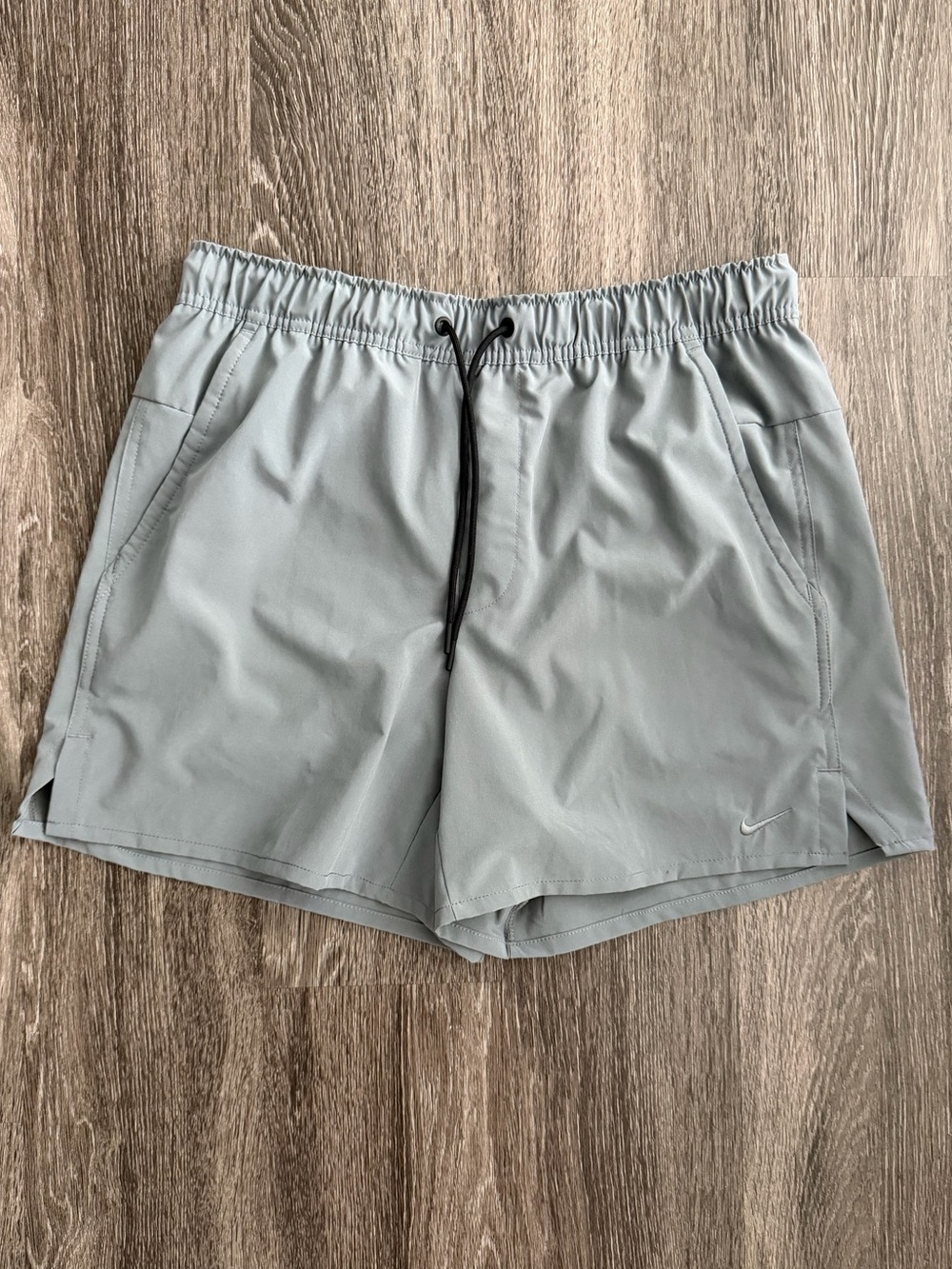 Nike Gray Dri-FIT Athletic Shorts with Black Drawcord